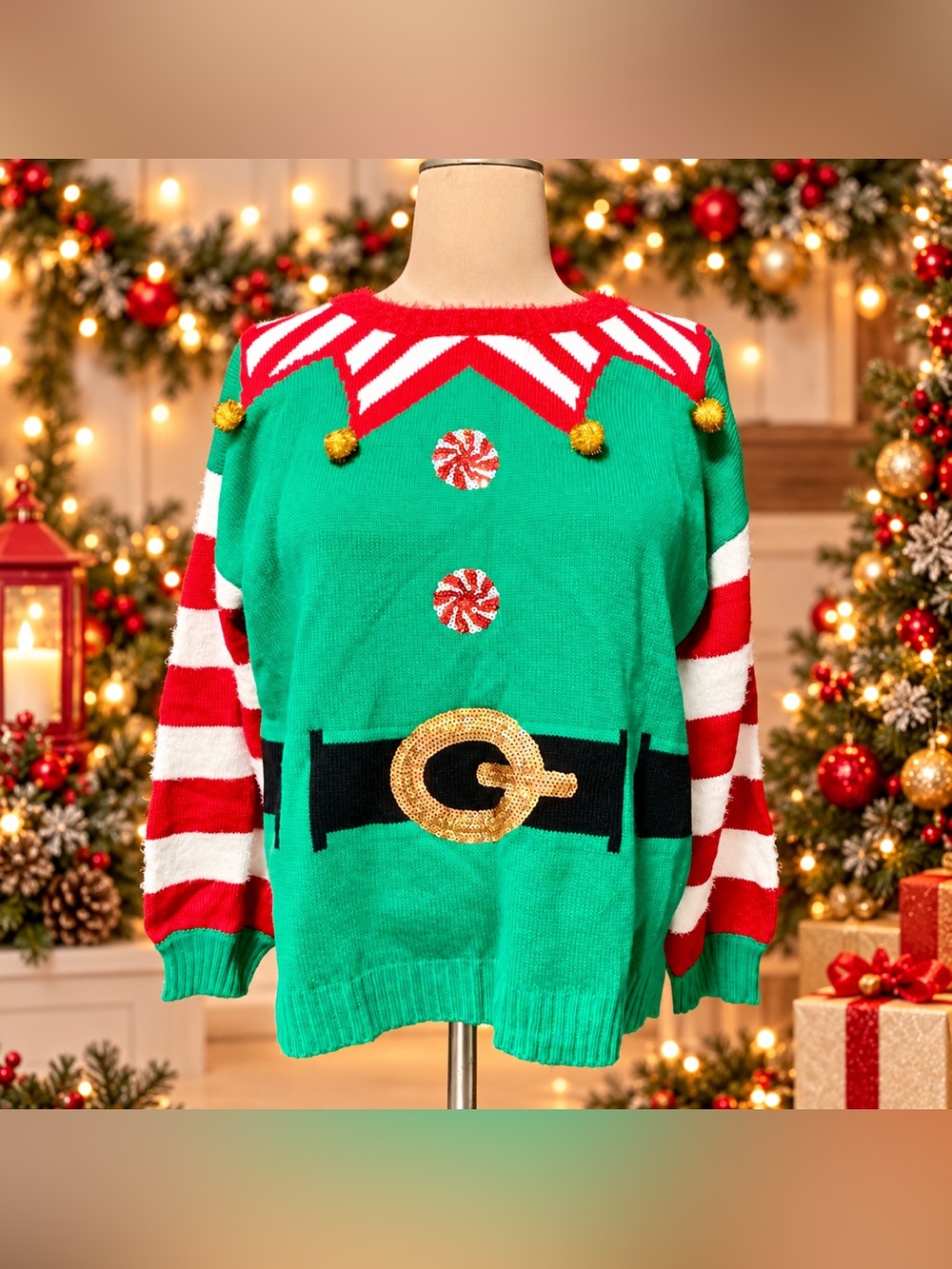 🎄Women’s Celebrate Together Christmas Sweater Size XL Elf Style